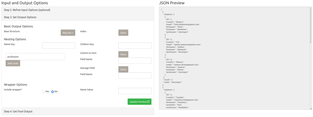 online csv to json converter